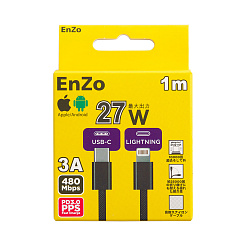 Кабель EnZo USB Type-C Lightning плетеный черный 1м CL27-BB1